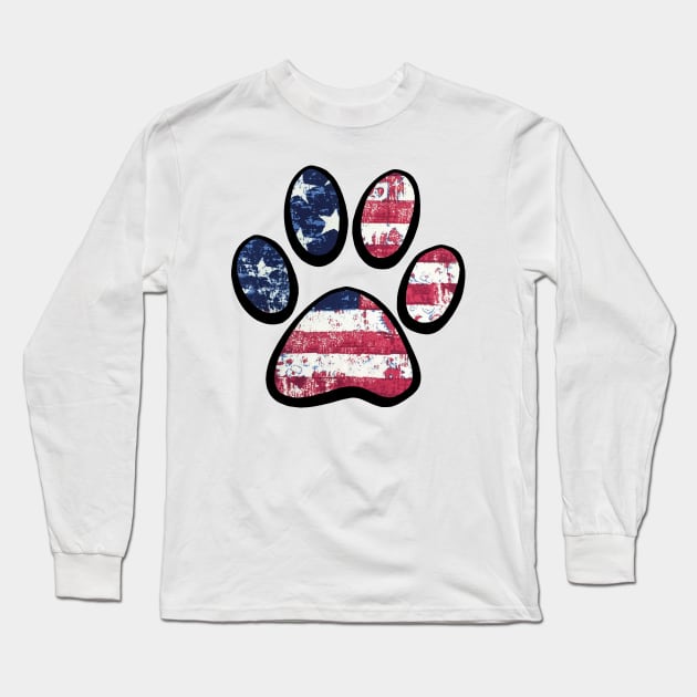 Patriotic Paw Print Long Sleeve T-Shirt by ARTWORKandBEYOND